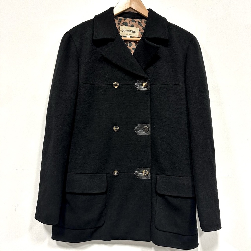 Iceberg Virgin Wool blend coat in Black Made in Italy USA size 6 (medium), IT 24